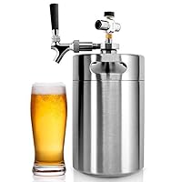 NutriChef Pressurized Growler Tap System, 128oz, Stainless Steel