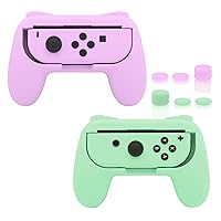 FASTSNAIL Grips Compatible with Nintendo Switch for Joy Con & OLED Model for Joycon, Wear-resistant Handle Kit Compatible with Joy Cons Controllers, 2 Pack (Purple and Green)