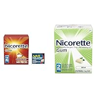 Nicorette 2mg Nicotine Gum 160 Count + Advil Dual Action Coated Caplets Nicotine Replacement Therapy Smoking Cessation Aid