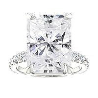Ice Crushed Ring, Radiant Cut 10.00Ct, Colorless Moissanite Diamond, 925 Sterling Silver Ring, Engagement Ring, Wedding Gift, Perfact for Gift, Or As You Want
