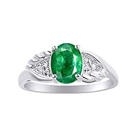 Diamond & Emerald Ring Set In Sterling Silver Diamond Wings Design