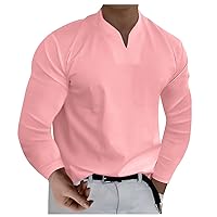 Long Sleeve V Neck T Shirt Men's Casual Solid Color V Neck Gentleman's Business Long Sleeve T Shirt