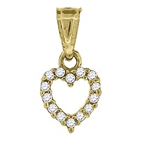 10k Gold CZ Cubic Zirconia Simulated Diamond Womens Height 13.5mm X Width 6.7mm Love Heart Charm Pendant Necklace Jewelry for Women