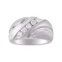 Rylos Mens Diamond Ring 14K Yellow or 14K White Gold Wedding Band Comfort Fit 0.50 Carats Total Diamond Weight