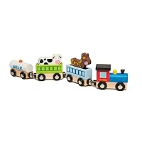 The Original Toy Company Wood Toy Train Playset - Animal Farm Train