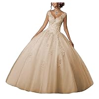 Laces Appliques Quinceanera Dresses Long Tulle Ball Gown V-Neck Sweetheart Prom Dress Sweet 15 16 Dress