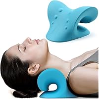 Neck and Shoulder Relaxer, Curvature Stretch for Neck Traction, Chirotherapy Massage Pillow, Neck and Shoulder Pain Relief Pillow, Pain Relief Cervical Spine Alignment (Blue)