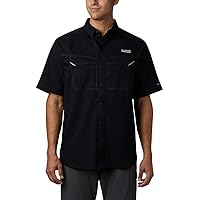 Men's Low Drag Offshore Short Sleeve Shirt, UPF 40 Protection, Moisture Wicking Fabric, Black, XX-Large