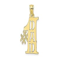 10k Gold Number 1 Dad Cut out Vertical Pendant Necklace Measures 25.4x9.9mm Wide Jewelry Gifts for Women