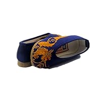 Boy's Embroidery Loafer Shoes Kid's Cute Flat Shoe Blue