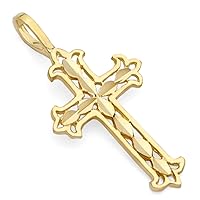 14k REAL Yellow Gold Religious Cross Charm Pendant