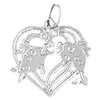 Heart With Fish Pendant | Sterling Silver 925 Heart With Fish Pendant - 19 mm