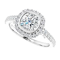 JEWELERYIUM Cushion Cut 1 Carat Moissanite Engagement Ring, Wedding Ring, Eternity Sterling Silver Ring, Bezel Set For Her, Anniversary/Christmas/Birthday/Valentine's Day Jewelry Gift