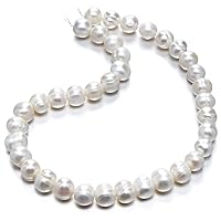 Adabele 2 Strands Real Natural Potato Round White Cultured Freshwater Pearl Loose Beads 11-12mm for Jewelry Craft Making 1(28 Inch Total) FP3-12