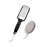 The Original Pumice Stone for Feet and Foot File Set – Rust-Resistant Stainless Steel Foot Scrubber, Scraper, or Callus Remover and Stone Help Smooth Rough, Dry Heels and Feet – Spa and Pedicure Items