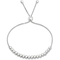 Savlano 925 Sterling Silver 14K Gold Plated Italian Solid Adjustable Bolo Bead Ball Slider Bracelet Comes With Gift Box for Women - Made in Italy
