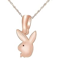 ABHI Created Play Boy Bunny Rabbit 925 Sterling Silver 14K Gold Finish Pendant Necklace for Women's & Girl's