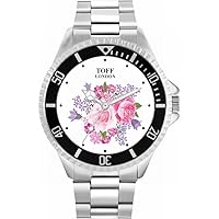 Pink and Purple Bouquet Watch Ladies 38mm Case 3atm Water Resistant Custom Designed Quartz Movement Luxury Fashionable