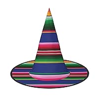 Mqgmzcolorful Mexican Stripes Print Enchantingly Halloween Witch Hat Cute Foldable Pointed Novelty Witch Hat