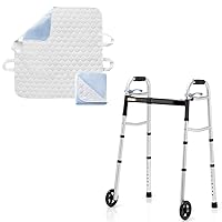 OasisSpace 34'' x 36'' Washable Bed Pad with Handles & Lightweight Rolling Front Wheels Walker