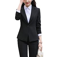 Elegant Blue Formal Women's Business Suit OL Style Pants Office Workwear Career Interview Blazer