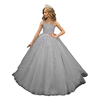 Kids Wedding Bridesmaid Party Gown Flower Girls Pageant Long Princess First Communion Tulle Dresses