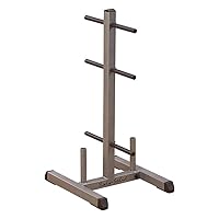 Body-Solid (GSWT) Standard Weight Plates Tree & Bar Holder - 1000 lb Capacity Plate Storage Rack with Central Load Distribution - Durable Powder Coat Finish