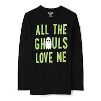 Boys' All Holidays Long Sleeve Graphic T-Shirts, Halloween Ghouls Glow, Large