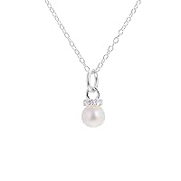 jewellerybox Sterling Silver CZ & Pearl Necklace - 14-32 Inches
