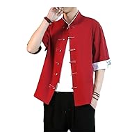 Hanfu Shirt for Summer Men's Chinese Style Cotton Linen Tops