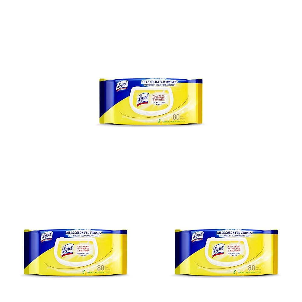 LYSOL Disinfecting Wipes - Lemon & Lime Blossom Flatpack 80 ct. (Pack of 3)