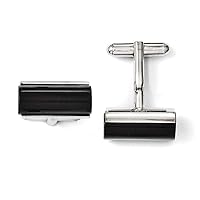 Stainless Steel Black Agate Polished Cuff Links Measures 20x11mm Wide Jewelry for Men