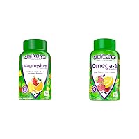 Vitafusion Magnesium Gummy Supplement, 60ct & Omega-3 Gummy Vitamins, Berry Lemonade Flavored, Heart Health Vitamins(1) with Omega