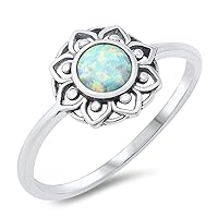 CHOOSE YOUR COLOR Sterling Silver Flower Halo Ring