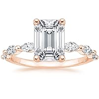 ERAA Jewel 2.5 CT Emerald Colorless Moissanite Engagement Ring, Wedding Bridal Ring Set, Eternity Silver Solid 10K 14K 18K Gold Diamond Solitaire Prong Set Anniversary Promises Ring for Her