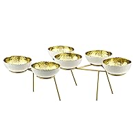 Godinger Appetizer Bowls, Dessert Bowls, Fruit Bowls and Dipping Bowls on Stand Stainless Steel Gold and White, Set of 6