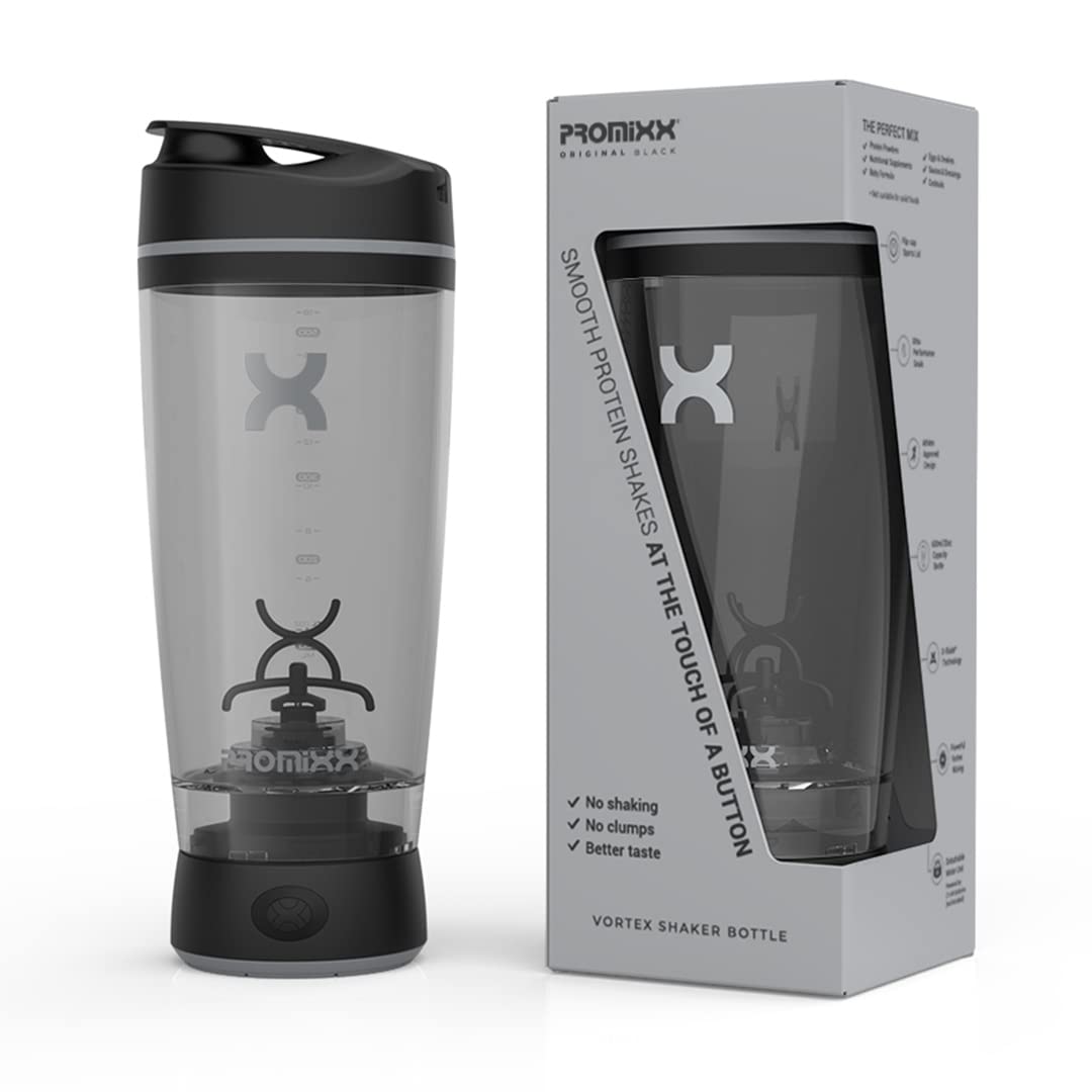 Promixx Original Shaker Bottle - Battery-powered for Smooth Protein Shakes - BPA Free, 20oz Cup (Black)