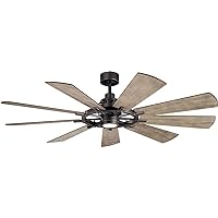 KICHLER 65 inch Gentry LED Ceiling Fan in Anvil Iron with Reversible Blades, Extra Large
