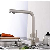 Water-Tap Brass Marbleing Deck Mounted Drinking Water Faucet with 3 Way Water Filter Purifier Kitchen Faucets Filtered Crane for Kitchen 360/Beige