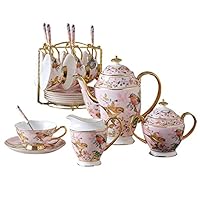 DFHBFG British Bone China Afternoon Tea Tea Set, Cup and Saucer, European Ceramic Coffee Set, Black Tea Cup, Wedding Gift