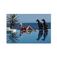 OYFFL Modern Art Canvas Painting Slim Fitting Aaron Yacht Landing Pool Party Retro Photography Poster Home Living Room Picture Decor No Frame (40 * 60cm No Frame,23)