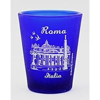 Rome Italy Vatican Cobalt Blue Frosted Shot Glass