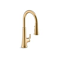 Kohler 23766-2MB Kitchen, Tone, Touchless Pull Gold, 3-Spray Faucet, K-23766-2MB, Vibrant Brushed Moderne Brass