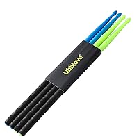 Nylon Drumsticks 5A 2 pair with ANTI-SLIP Handles for Drum Light Durable Plastic Exercise 2 Pair Drum Sticks for Kids Adults Musical Instrument Percussion Accessories (Blue and Green)