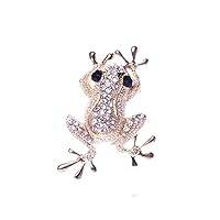 Crystal Frog Brooch Alloy Animal Shape Unisex Enamel Pins Clothes Accessories,Gold d| Clever Treatment, 1个