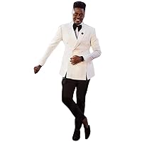 Men's Double Breasted Buttons Jacket&Pants Tuxedo 2 Pieces Wedding Casual Groom Suit