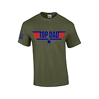 Top Dad Mens USA Patriotic Short Sleeve Men's Fathers Day T-Shirt Graphic Tee