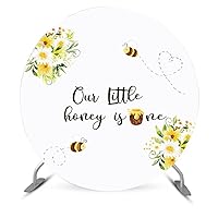 Bee 1st Birthday Round Backdrop Our Little Honey is One Baby Birthday Party Decoration Photography Background Supplies Circle Props Dia-7.5ft NO93