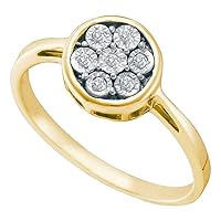 The Diamond Deal Sterling Silver Womens Round Diamond Flower Cluster Ring 1/20 Cttw