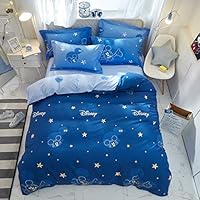 100% Cotton Kids Bedding Set Boys Starry Mickey Duvet Cover and Pillow Cases and Fitted Sheet,4 Pieces,Queen
